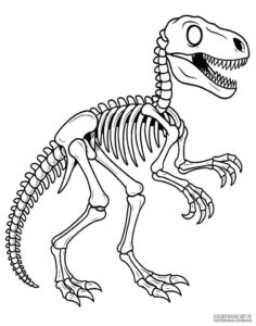 Kolorowanka ze szkieletem dinozaura