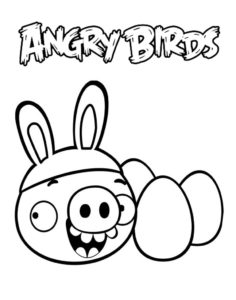 Kolorowanka Angry Birds ze świnką i jajkami