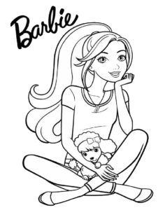 Kolorowanka dla dziewczynek z Barbie i jej pieskiem