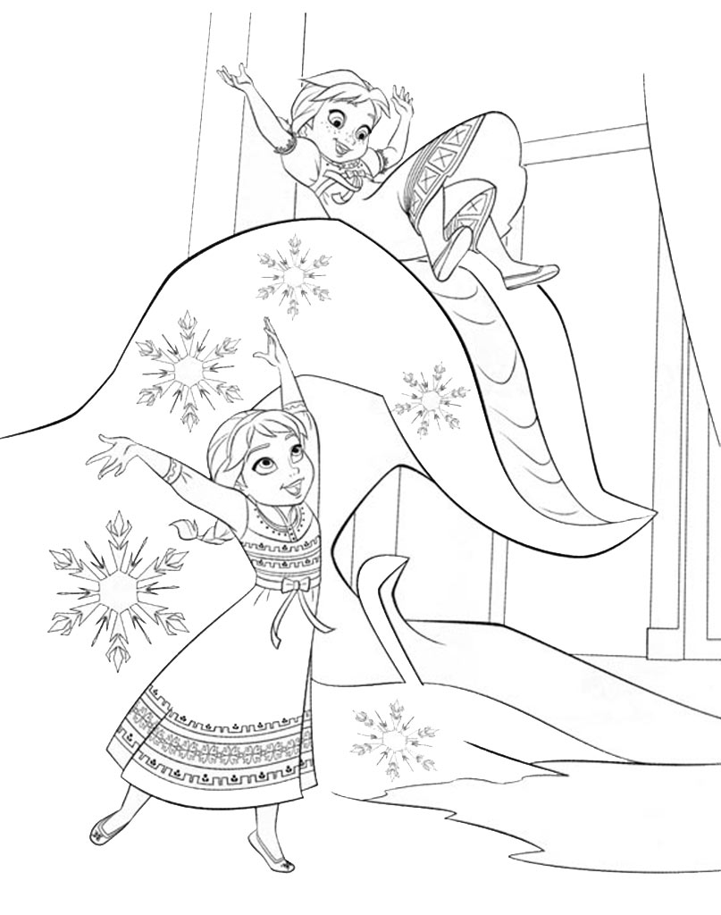 Kolorowanki Kraina Lodu w roli głównej Elsa i Anna