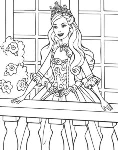 Uśmiechnięta Barbie na balkonie do druku