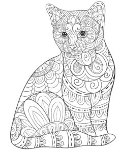 Kolorowanka mandala z kotem dla dorosłych