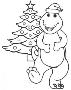 Dinozaur Barney w świątecznej kolorowance dla dzieci