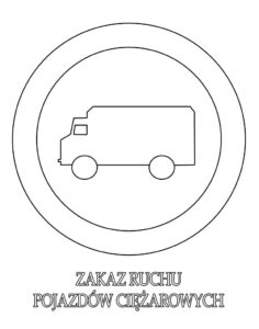Zakaz ruchu pojazdów ciężarowych kolorowanka do druku