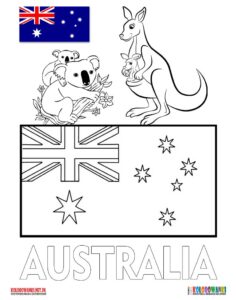 Flaga Australii kolorowanka do druku