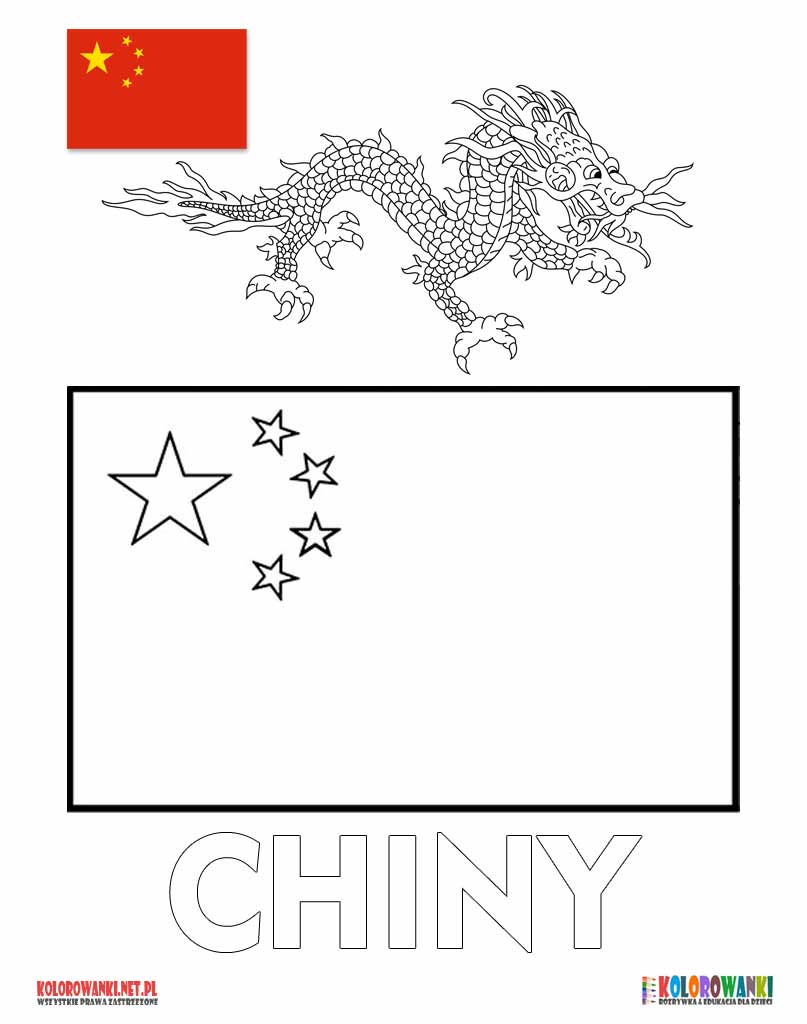 Flaga Chin kolorowanka do druku