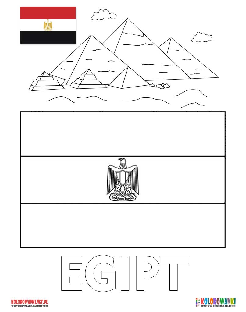 Flaga Egiptu kolorowanka do druku