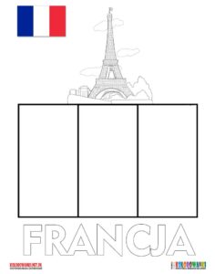 Flaga Francji kolorowanka do druku