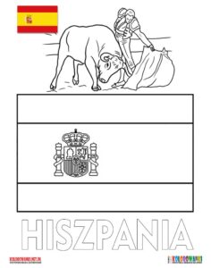 Flaga Hiszpanii kolorowanka do druku
