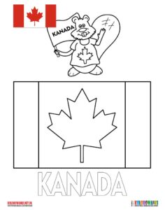 Flaga Kanady kolorowanka do druku