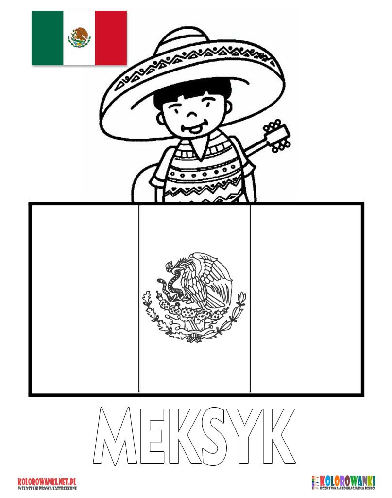 Flaga Meksykańska kolorowanka do druku