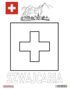 Flaga Szwajcarii kolorowanka do druku