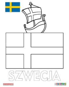 Flaga Szwecji kolorowanka do druku
