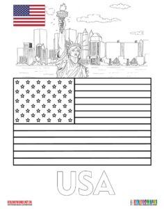 Flaga USA Stany Zjednoczone kolorowanka do druku