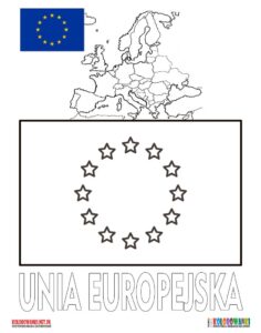 Flaga Unii Europejskiej kolorowanka do druku