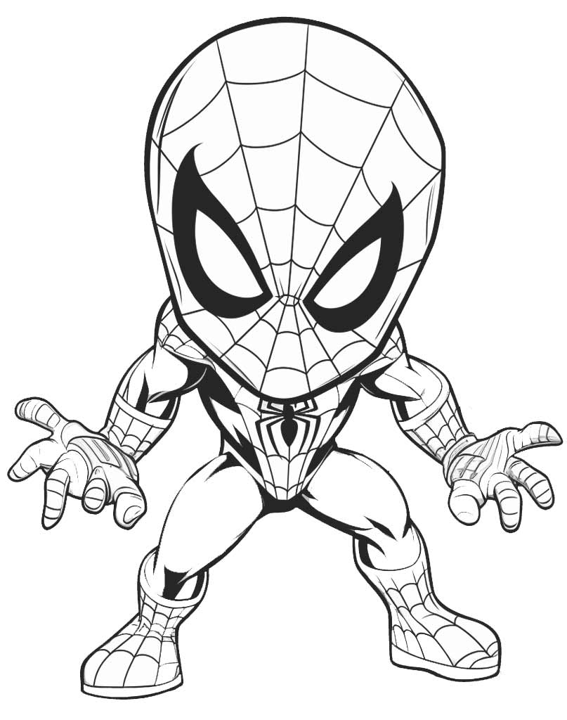 Chibi Spiderman kolorowanka dla dzieci