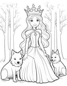 Księżniczka z pieskami kolorowanka dla dzieci