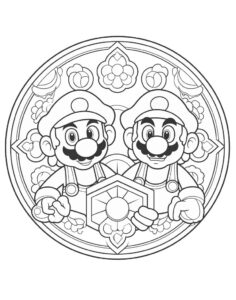 Mandala Mario Bros kolorowanka do druku
