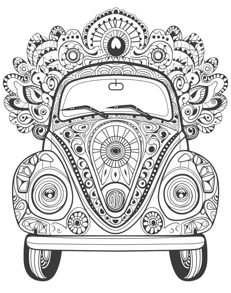 Mandala z samochodem kolorowanka