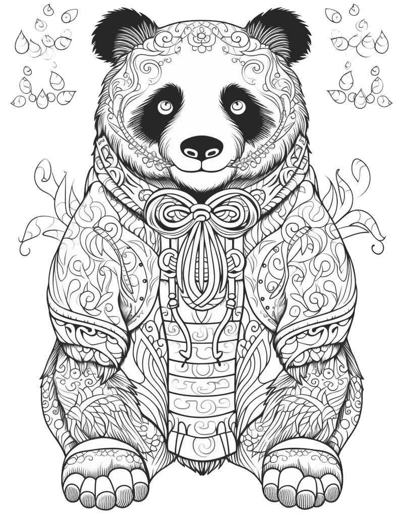 Miś Panda Mandala do kolorowania