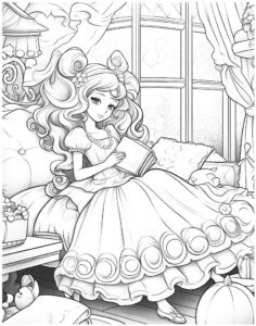 Rysunek księżniczki do druku i kolorowania