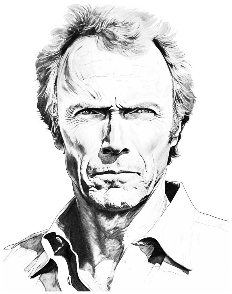 Aktor Clint Eastwood kolorowanka dla dorosłych