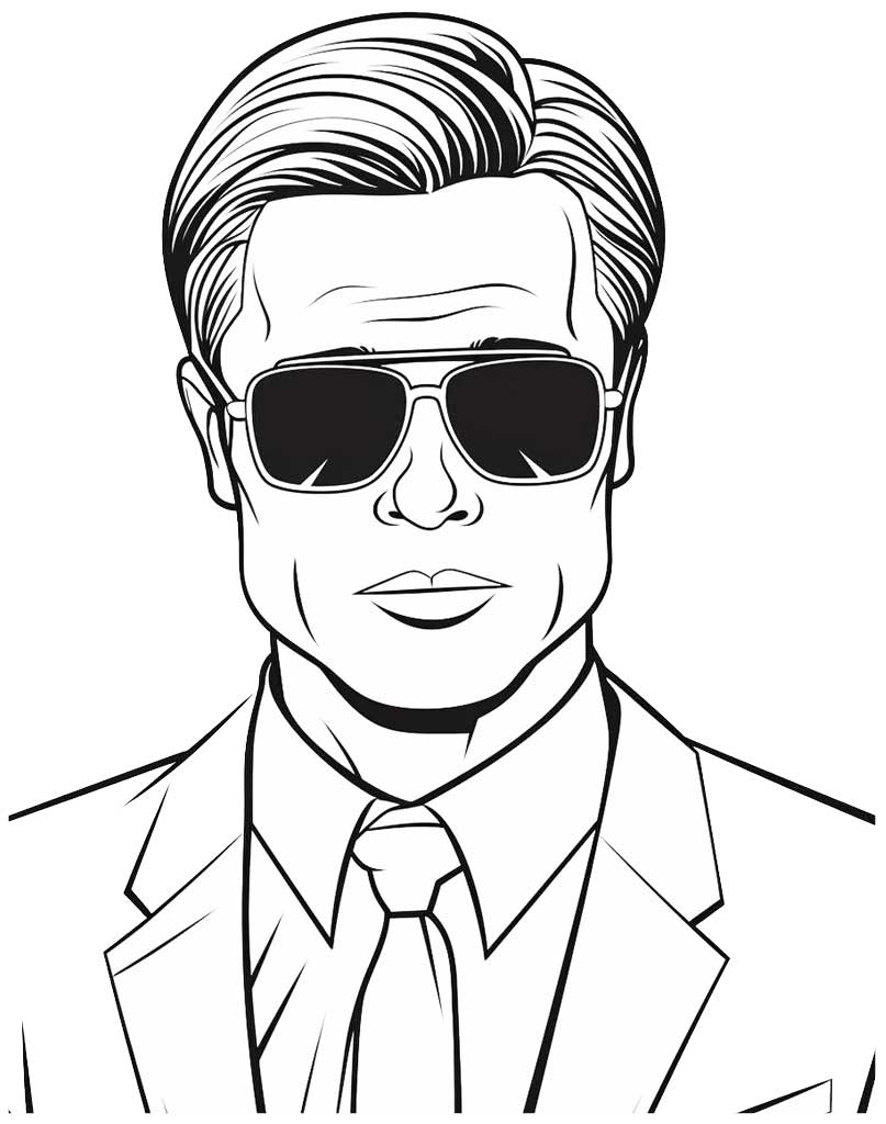 Brad Pitt kolorowanka z aktorem do wydruku
