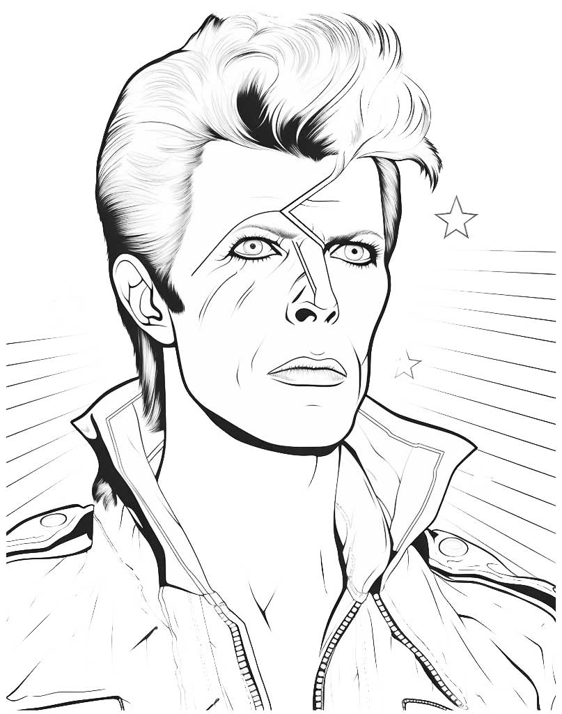 David Bowie kolorowanka z piosenkarzem do druku