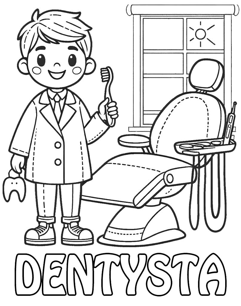 Zawód dentysta kolorowanka dla dzieci