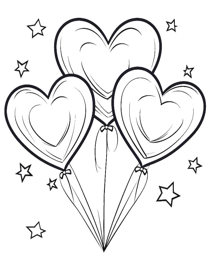 Kolorowanka z balonikami w kształcie serc