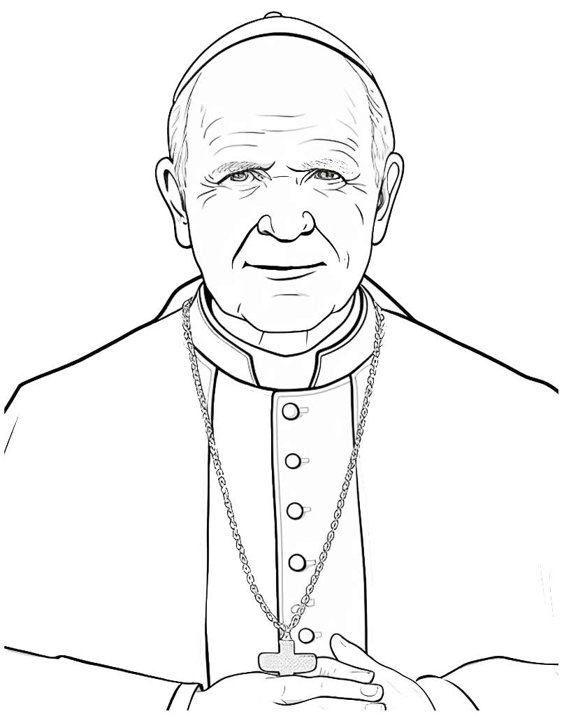 Papież Jan Paweł II kolorowanka do druku