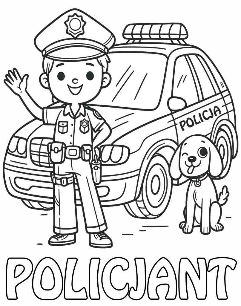 Policjant kolorowanka dla dzieci