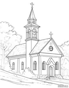 Kościół kolorowanka do druku