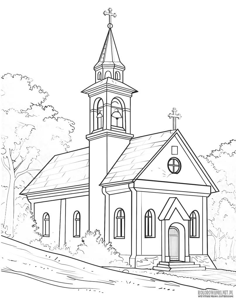 Kościół kolorowanka do druku