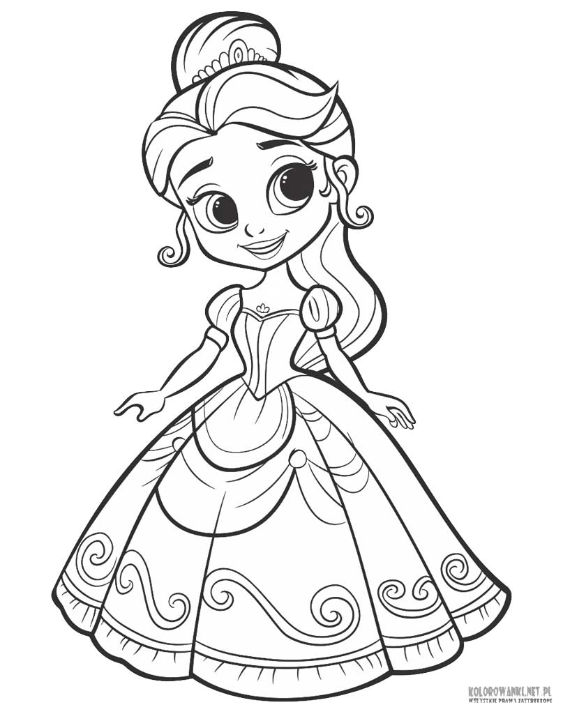 Mała księżniczka kolorowanka do druku