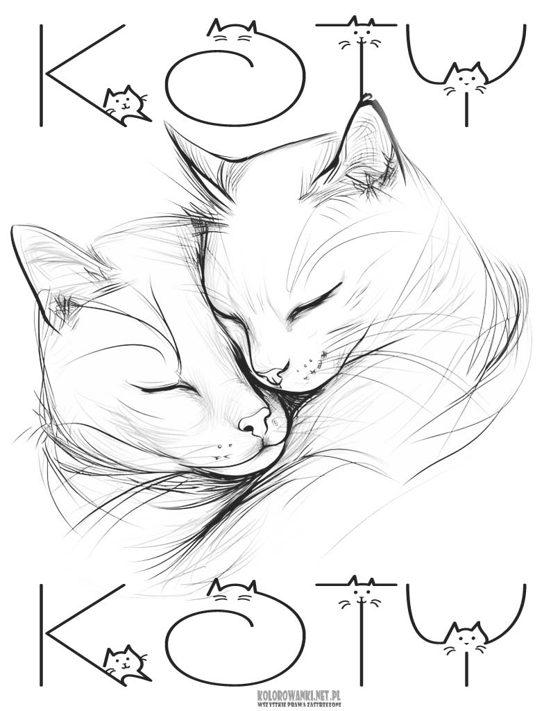 Rysunek kotów kolorowanka do druku