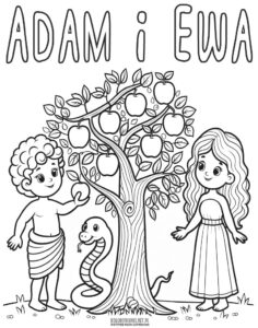 Adam i Ewa kolorowanka do druku