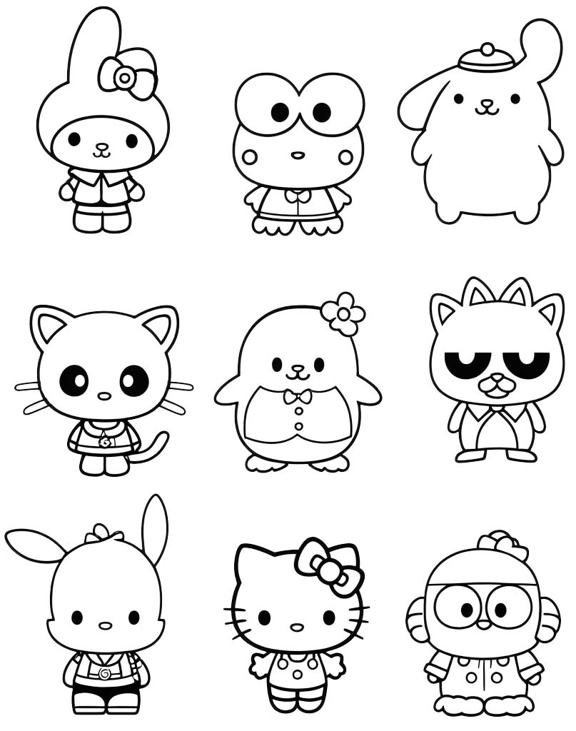 Hello Kitty and friends kolorowanka