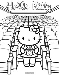 Hello Kitty w kinie kolorowanka dla dzieci