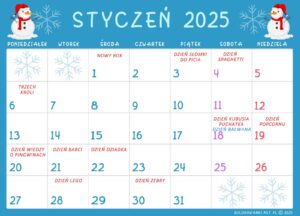 Kalendarz świąt nietypowych dla dzieci - Styczeń 2025