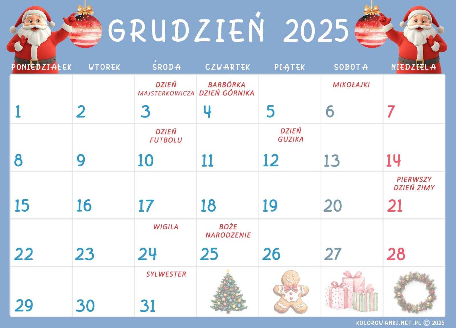 Kalendarz świąt nietypowych dla dzieci – Grudzień 2025