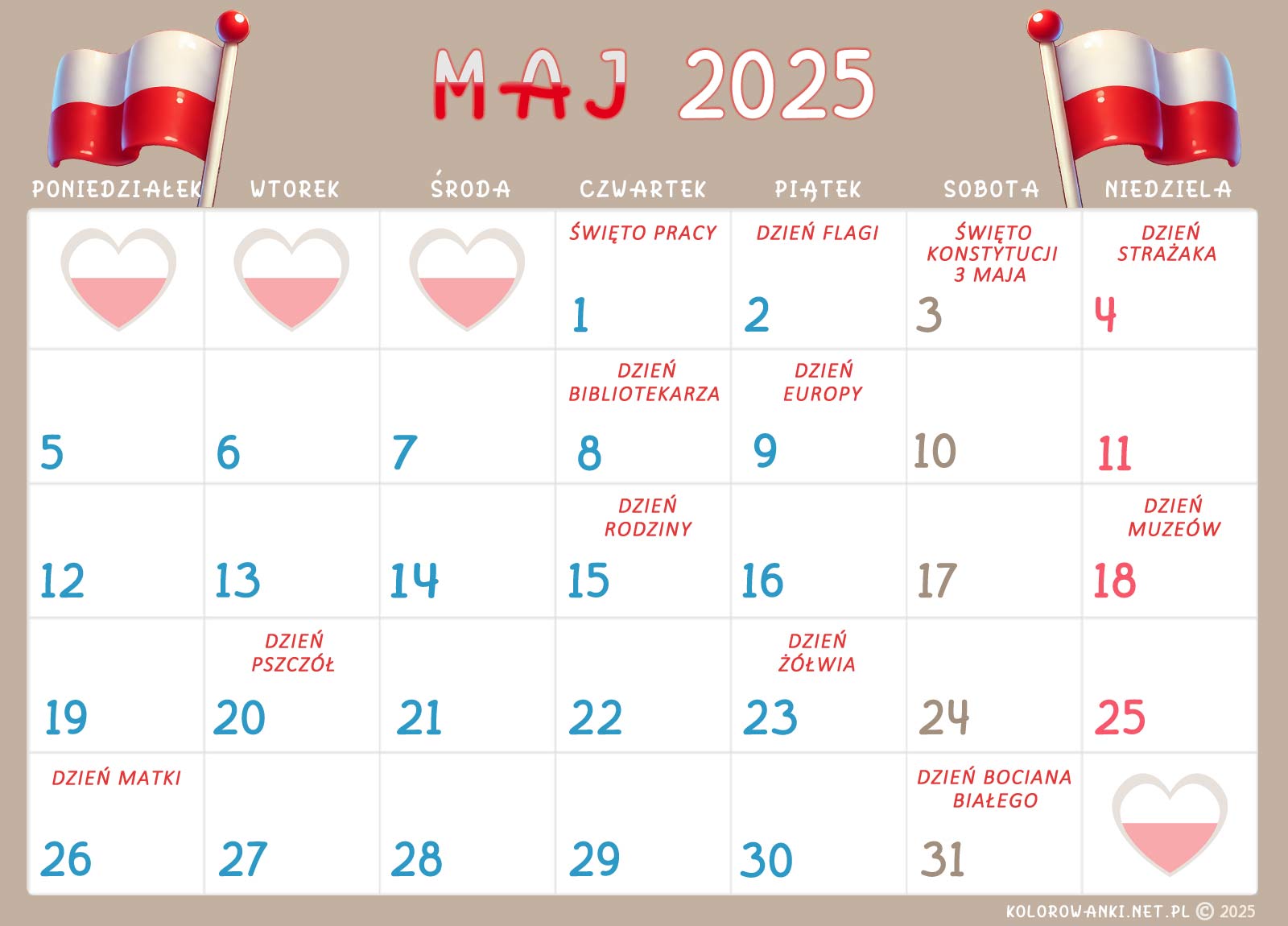 Kalendarz świąt nietypowych dla dzieci – Maj 2025
