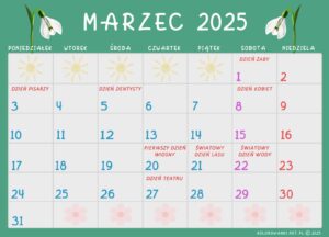 Kalendarz świąt nietypowych dla dzieci – Marzec 2025