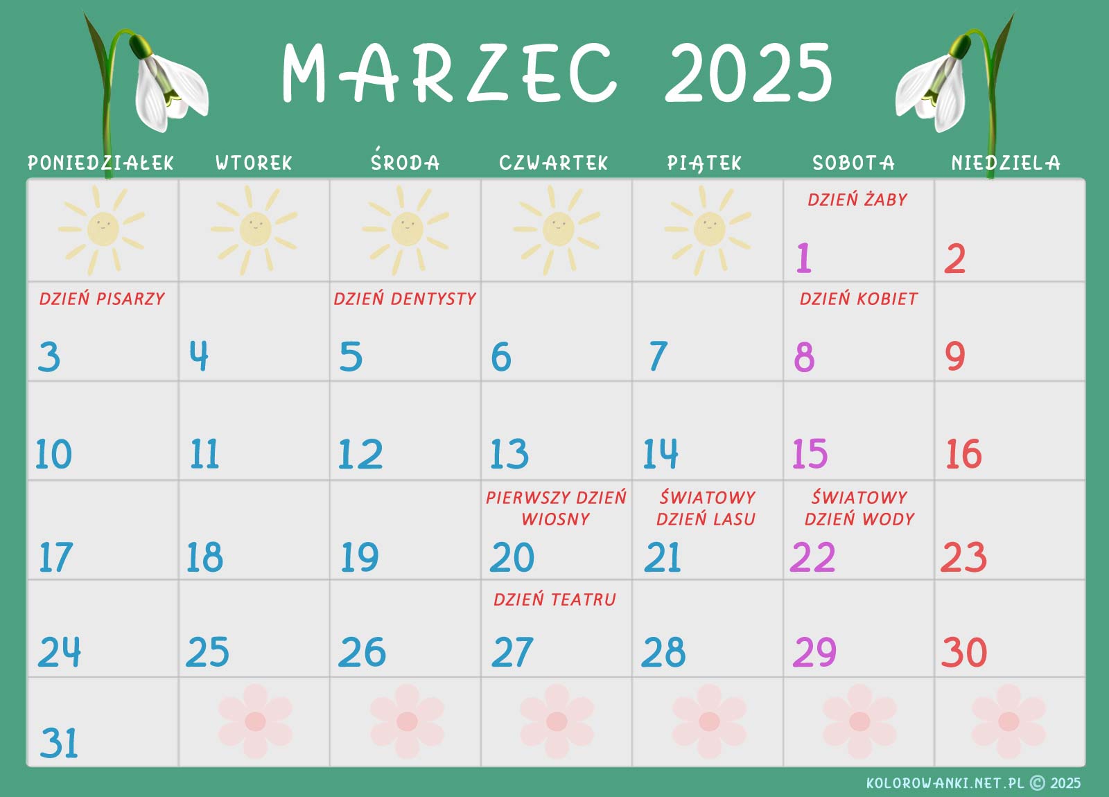 Kalendarz świąt nietypowych dla dzieci – Marzec 2025