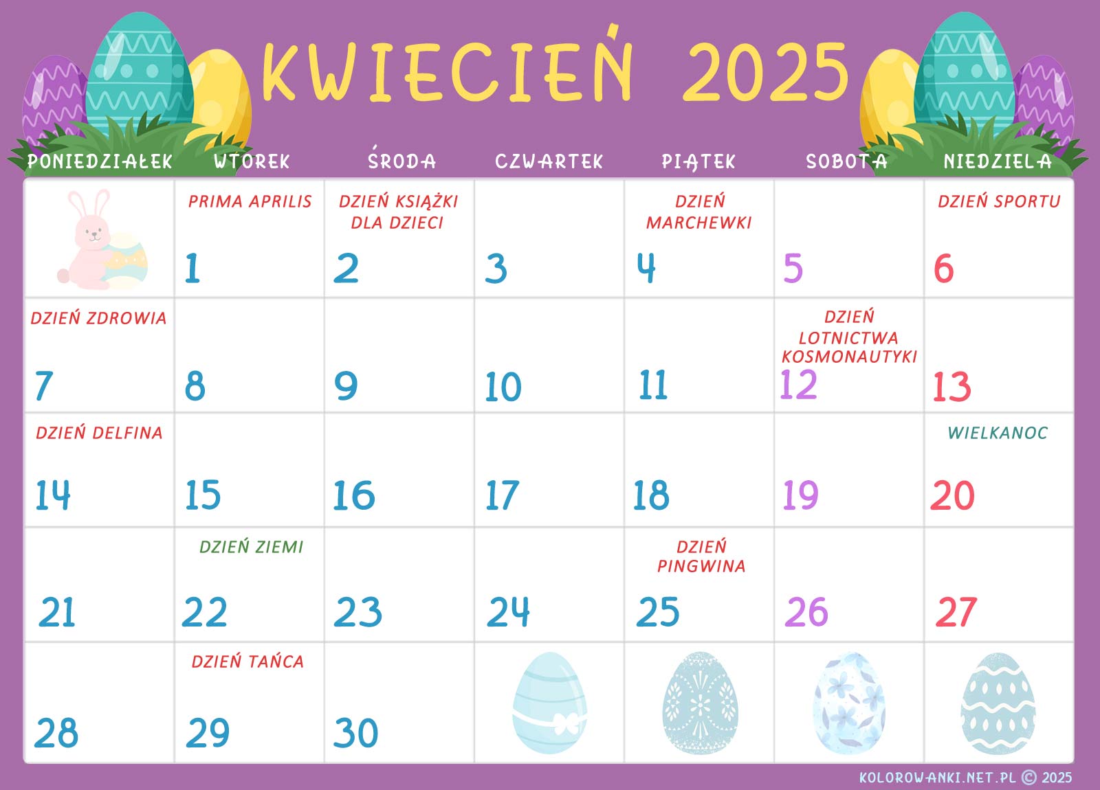 Kalendarz świąt nietypowych dla dzieci – Kwiecień 2025