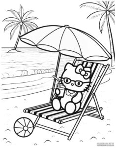 Kolorowanka z Hello Kitty na wakacjach