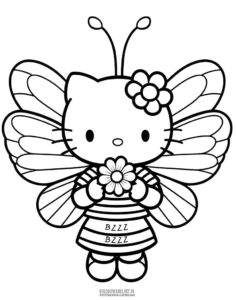 Pszczółka Hello Kitty kolorowanka PDF