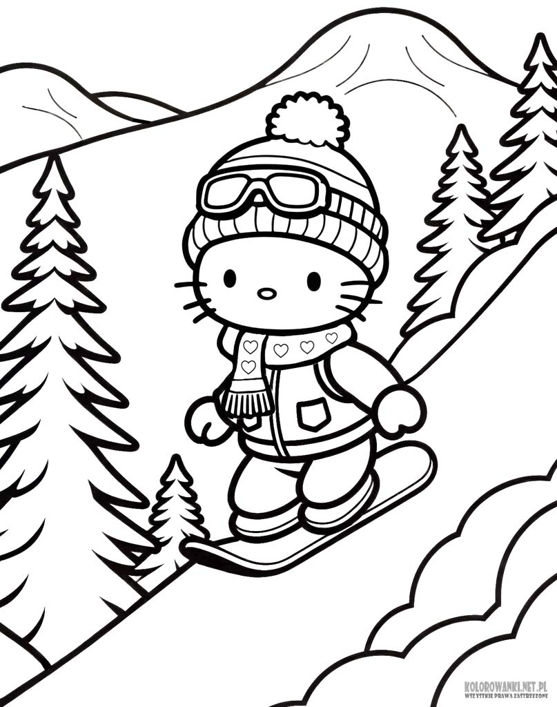 Zimowa kolorowanka z Hello Kitty