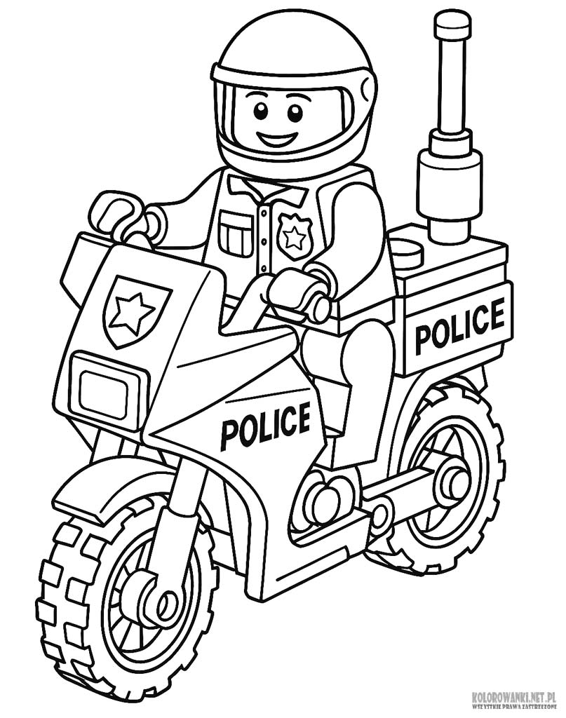 Motocykl policyjny Lego kolorowanka