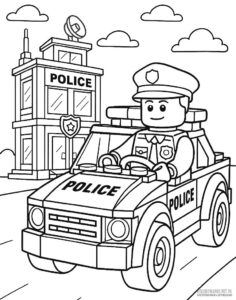 Samochód policyjny Lego kolorowanka
